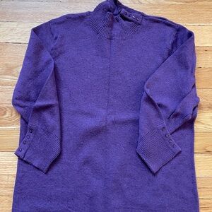 Coldwater Creek Purple Button-Accent Wool Sweater